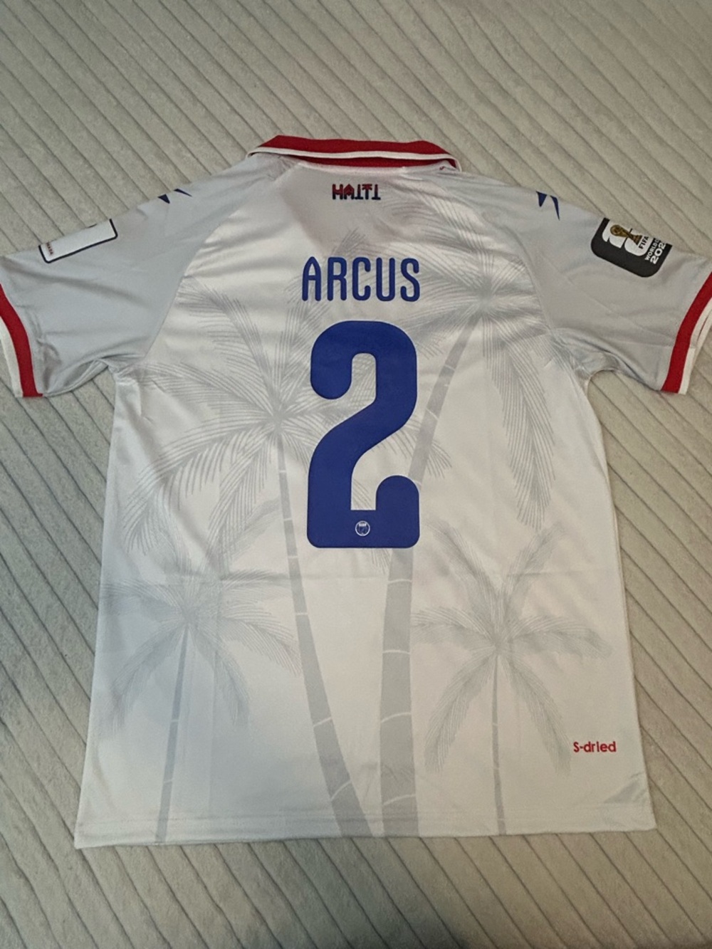Men’s White Red Collar Soccer Jersey - Number 2